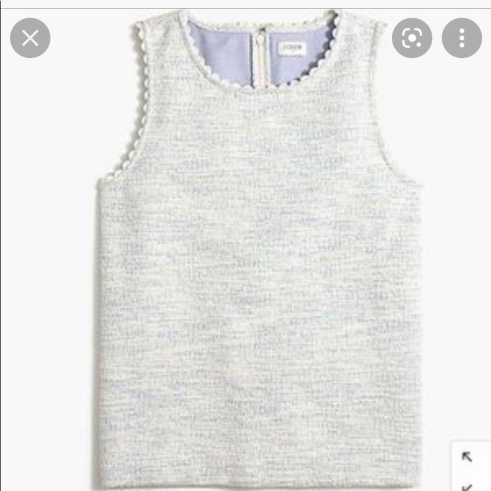 J. Crew Textured Blue & White Scalloped Tank-XL - Picture 5 of 12